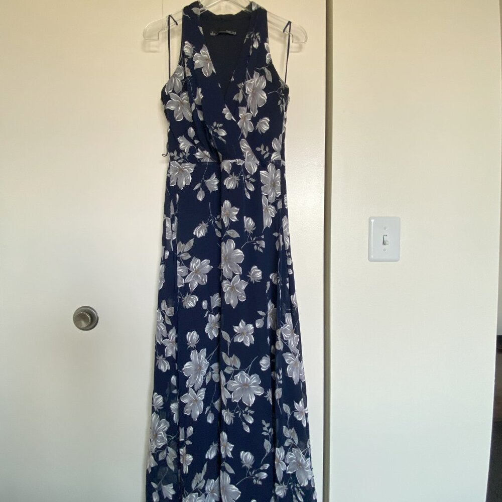 Romantic Navy Floral Maxi Gown